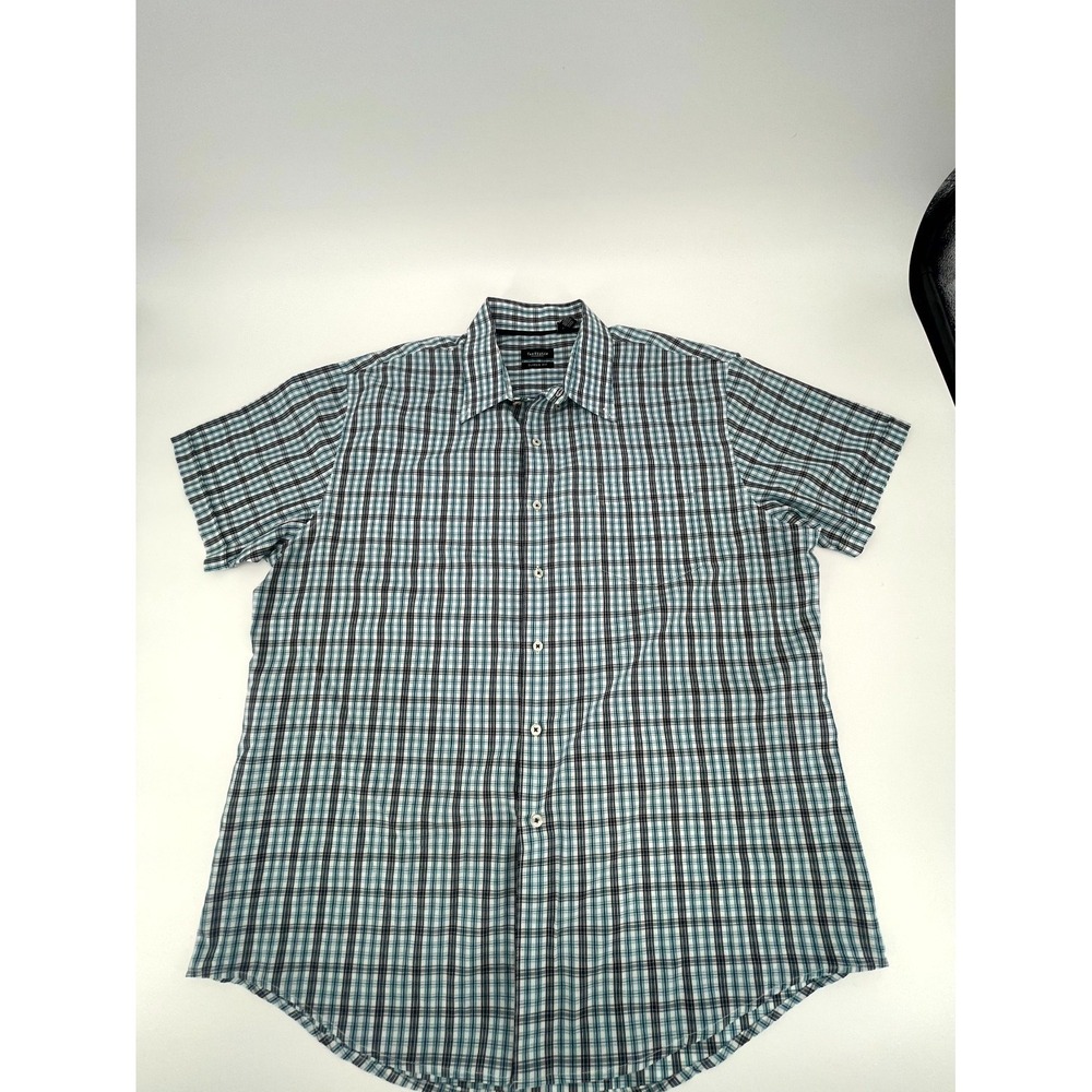 Van Heusen Dress Shirt Mens 18-18.5 Multicolor Plaid Classic Fit Business Formal